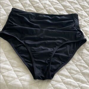 Women's coral reef Black High-Waisted Swim Bottom